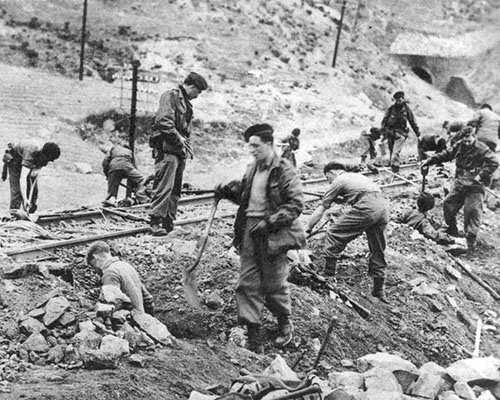 British Royal Marine 41 Commandos destroy a North Korean railroad on the east coast.