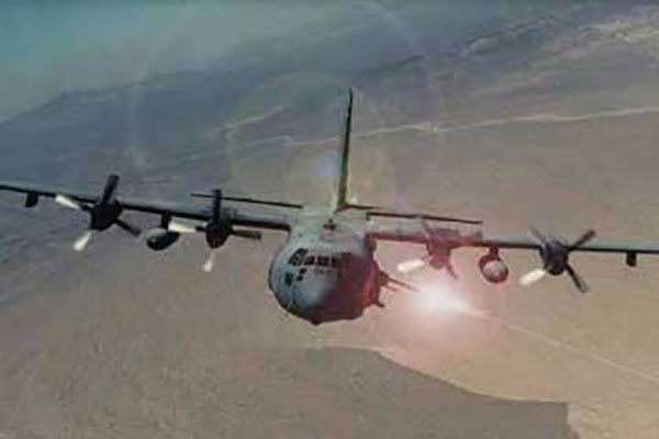 The AC-130 Spectre gunship provided tremendous firepower in support of the ground troops on the island.