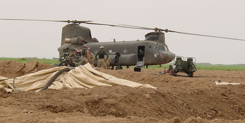 The TF Support operations refueled aircraft as required. Refueling a CH-47 helicopter of the 101st Airborne Division.