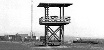Wooden guard tower at the site. The tower was manned solely by PSYOP personnel.