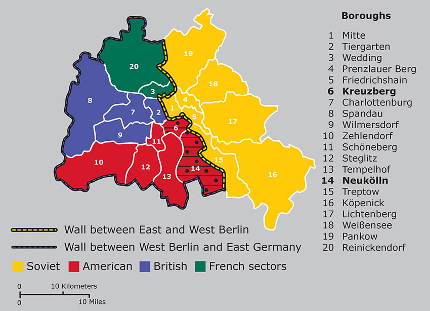 Map showing the occupation zones within the city of Berlin