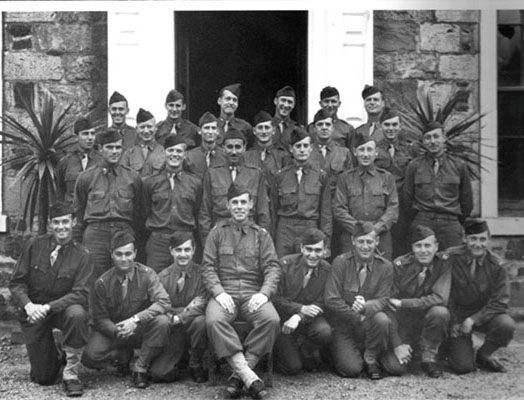 Officers of the 1st Ranger Battalion in Scotland. Captain Roy Murray, the first from the left in the front row, would later become the senior Ranger on the Dieppe Raid, F Company commander, and 4th Ranger Battalion commander.