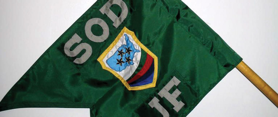 SOD-JF guidon at the time the unit was activated in October 2002.