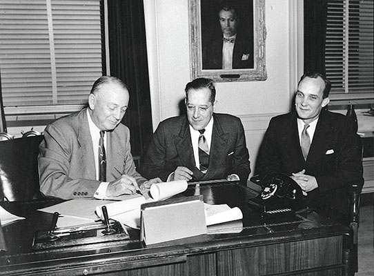 In his Pentagon office on 16 November 1951, Secretary of the Navy Dan A. Kimball signed the Memorandum of Understanding transferring the USS Bisbee (PF-46) to the Colombian government. 