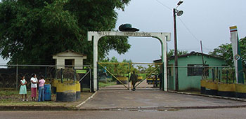 View of the front gate at the Colombian National Police base in San José. This is a critical base for the counter-drug campaign in central Colombia. By sponsoring and supporting various civic action projects locally, including the MEDRETE, the National Police could shore up support for the government and counter narco-terrorism operations.