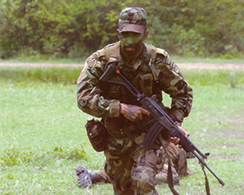 The main battle rifle of Colombian forces is the Galil, as seen here.