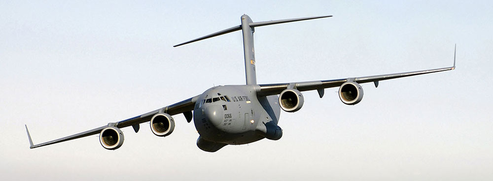 U.S. Air Force C-17 aircraft provided a substantial portion of the airlift to supply the operations in Colombia.