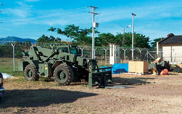 “Atlas,” the rough-terrain forklift, provided the ammunition handling capability at the ASP in Tolemaida.