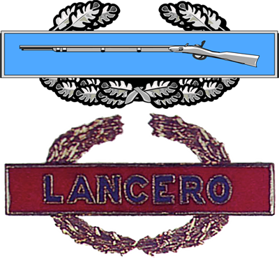 Notice how the World War II–created U.S. Army Combat Infantryman Badge (CIB) and the Colombian Lancero badge are similar.
