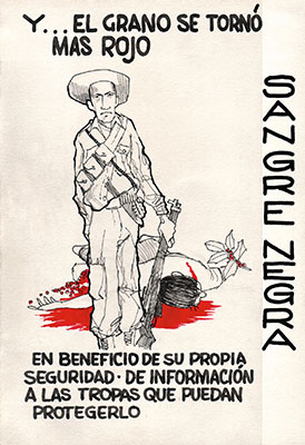 Colombian PSYOP “Most Wanted” poster for Jacinto Cruz Usma, alias “Sangre Negra,” contained a sketch, physical description, reward, list of crimes committed, and government efforts to curb his activities in northern Tolima.