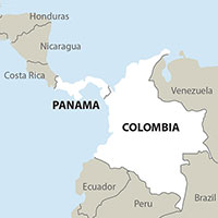 Map: Panama and surrounding countries