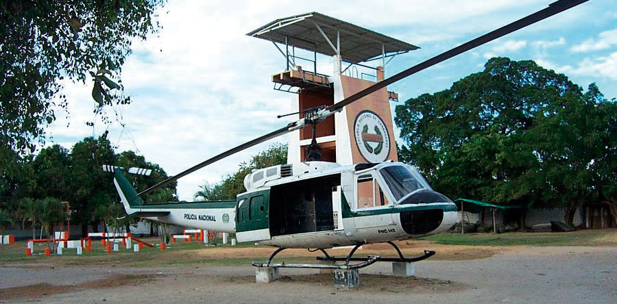 This UH-1 Huey helicopter is used for training at the CNP training center at Espinal.