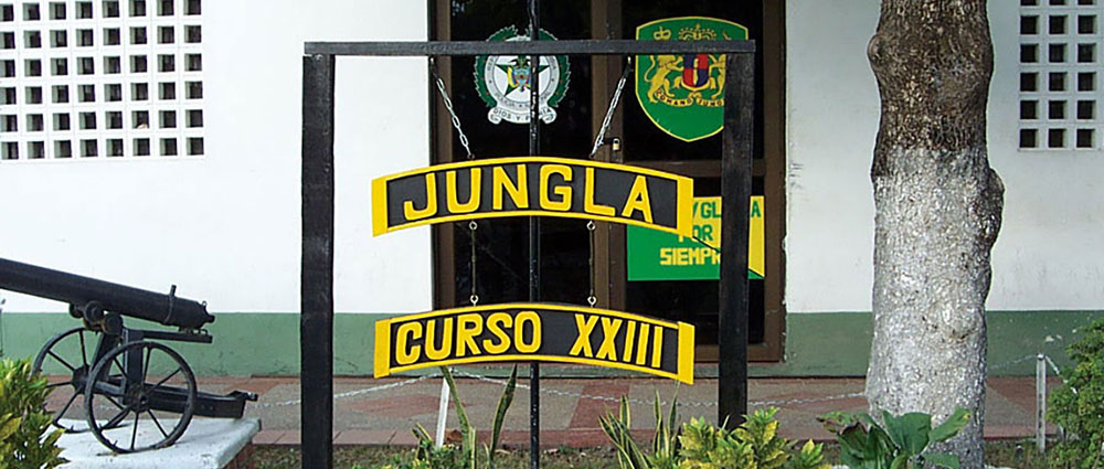 Sign at the entrance to the Jungla area at the CNP training school in Espinal.