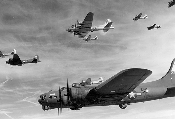 B-17s of the USAAF 8th Air Force over England in 1944.