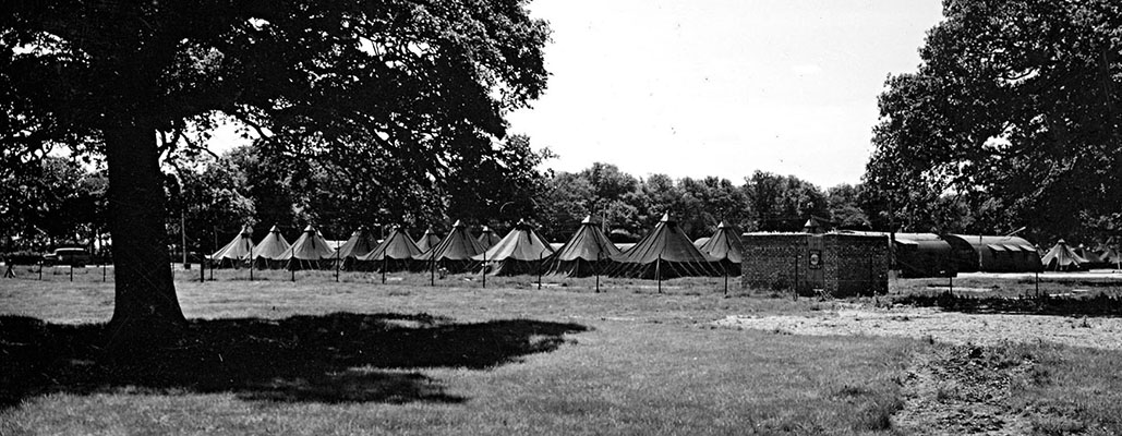 The Area H enlisted quarters which housed 323 men. The tents were erected over concrete slabs.
