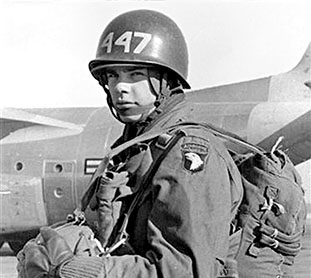 Private Lowell Stevens prior to his first jump January 1960 at the 101st Jump School.