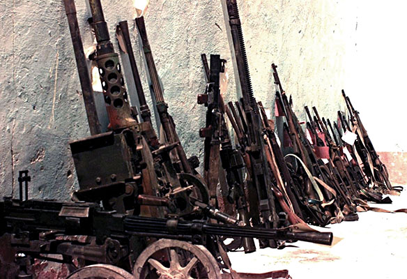 Variety of weapons taken at Checkpoint Condor south of Merca by the U.S. forces.