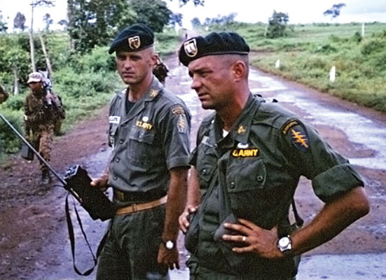 Captain Vernon Gillespie and the B Team surgeon, Captain Richard Haskell, during the road march to Buon M’Bre.