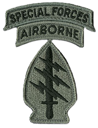 The current ACU Special Forces SSI. It includes the Special Forces Tab, which was approved in 1983.