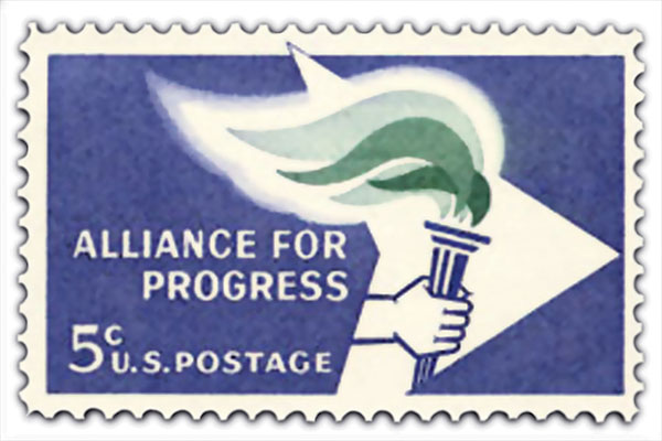 The United States commemorated the Alliance for Progress in 1963 with a 5 Cent postage stamp.