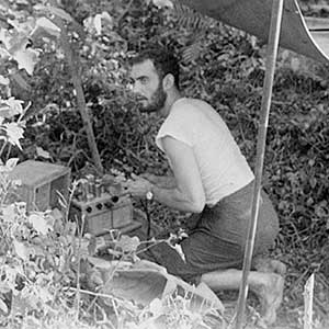 Operating behind the lines in Burma, Detachment 101 reported on the movements of Japanese troops. SGT Fima Haimson establishes communications using a home-made radio constructed of components obtained locally.
