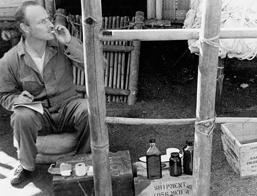 USN LCDR James C. Luce takes a break from his medical and guerrilla commander duties. He later created and ran Detachment 101’s hospital in its headquarters at Nazira, India.