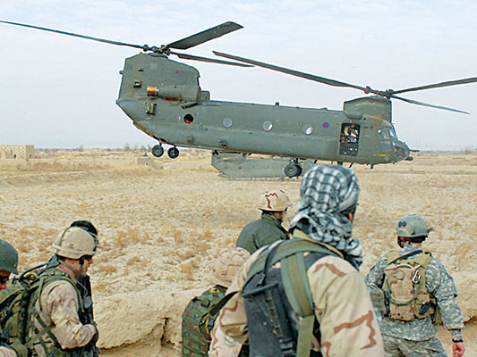 The Dutch airmobile force landed in two Royal Netherlands Army CH-47 Chinook helicopters to secure the village of Mushan on 23 December 2006. The landing zone had been occupied the day prior by U.S. and Canadian forces.