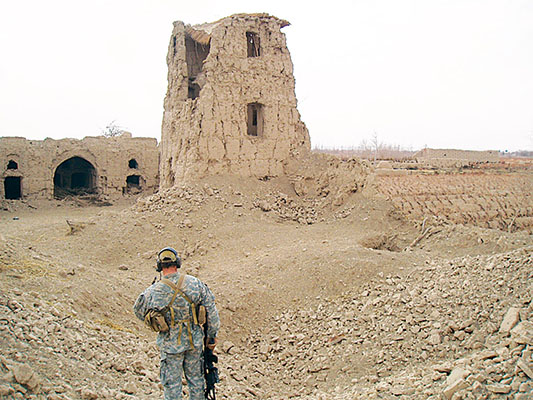 These ruined buildings were a weapons cache complex near Zangabar Ghar. The cache was one of many found by the Special Forces teams during Operation BAAZ TUSKA. Taliban forces depended on their caches during combat.