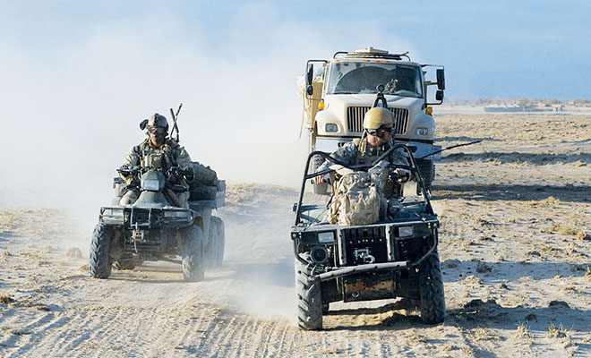 TF-31 personnel used ATVs to guide the trucks hauling logistical supplies.