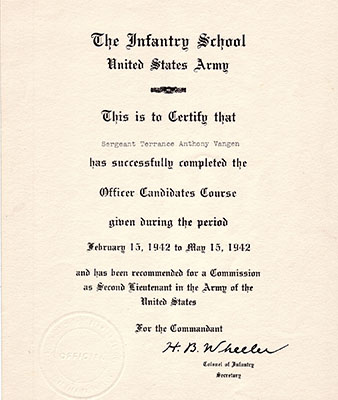 Vangen OCS Graduation Certificate