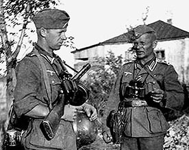 The German Wehrmacht used extensive numbers of captured Russian PPsh sub-machineguns on the Western Front.