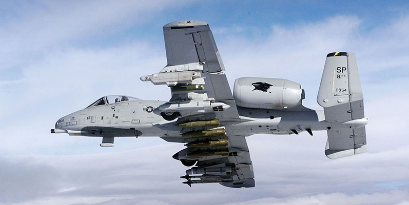The A-10 “Wart Hog” fighter-bomber was designed to provide close support to ground troops.