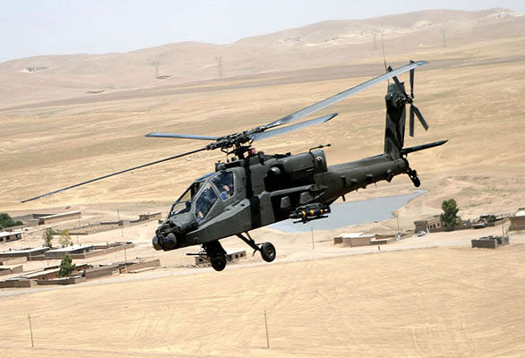 An AH-64 Apache attack helicopter.