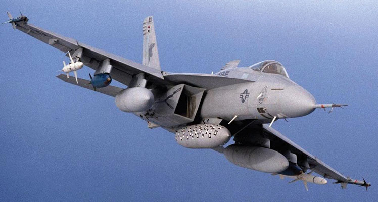 US Navy F/A-18 Hornet fighter aircraft.