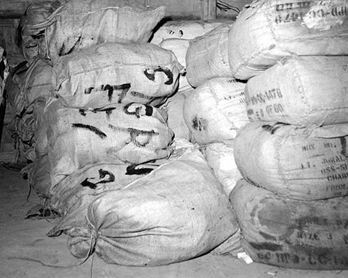 Free drops packed in burlap sacks accomodated less fragile supplies such as clothing