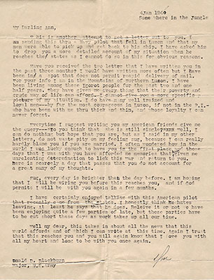 Personal letter from MAJ Blackburn to his future wife Ann, 4 June 1944