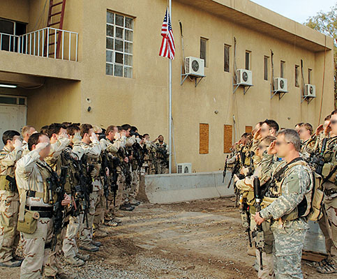 American and Iraqi TF Raptor personnel conducted a memorial service for the Iraqi assaulters killed in action, at An Najaf, 28 January 2007.