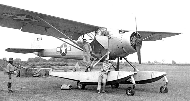 A Detachment 101 operated Stinson L-1 Vigilant. This one, nicknamed the “Burma Belle” has been fitted with floats to allow it to land on waterways.