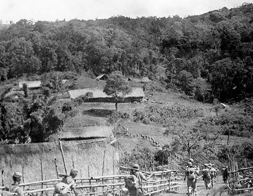 A Detachment 101 element on the move. Although on foot, the guerrilla units could be highly mobile using jungle trails that were often unknown to the Japanese.