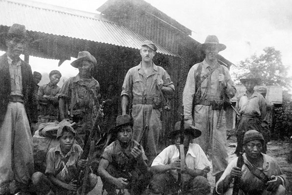 U.S. Navy Lieutenant Commander James C. Luce, commander of the FORWARD group (later Area #1) with some of Detachment 101’s first Kachin recruits.
