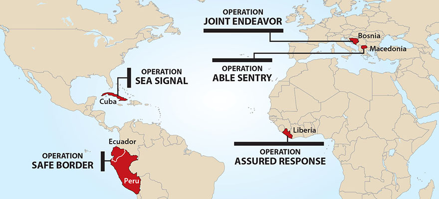 ARSOF operations across the globe in 1996.
