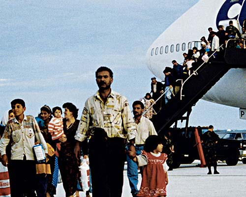 Kurdish refugees arriving in Guam