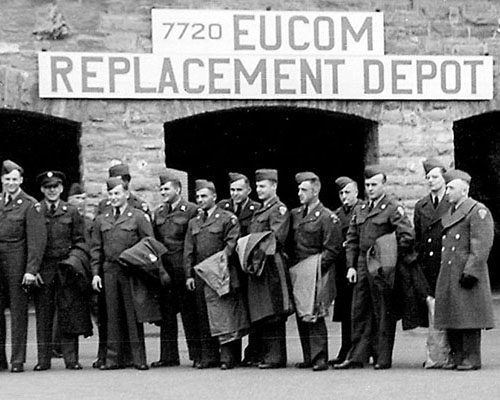 Jan Wiatr is among these 4011th Polish Labor Service Company volunteers from Kaiserslautern, Germany, that came to Captieu, France.