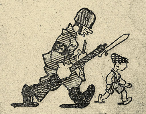 This cartoon from a Polish newspaper depicts children being sent to Germany as farm laborers.