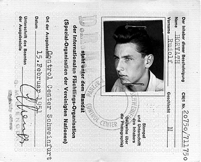 This was the ID card issued to Rudolf G. Horvath by the Displaced Persons (DP) Center located in Panzer Kaserne in Schweinfurt, Germany in 1951. The middle initial is incorrect.