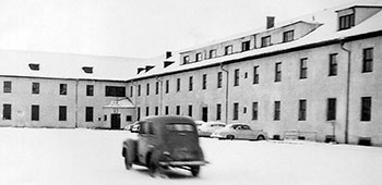 The Sonthofen barracks covered in deep snow.
