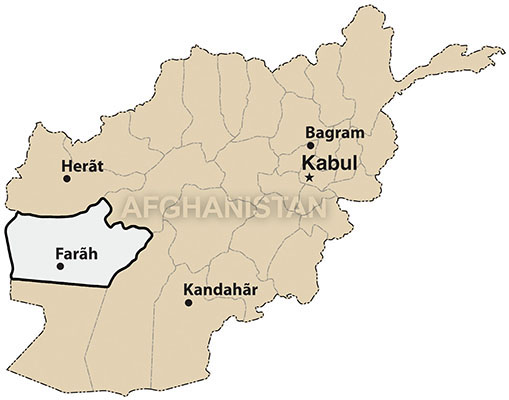 The Province of Farah is in the western part of Afghanistan.