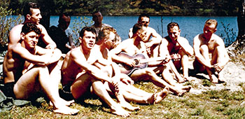 Vaclav Hradecky and Lodge Act friends relax at Ayer lake in Massachusetts.