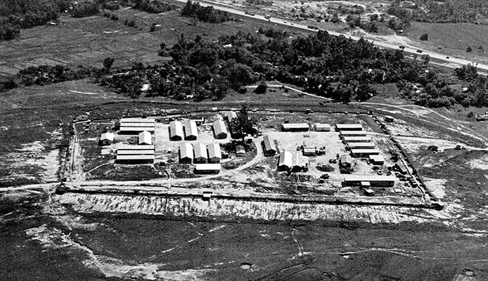 An aerial view of the CIDG training camp at Ho Ngoc Tau. The camp was the training site for the MIKE Force.