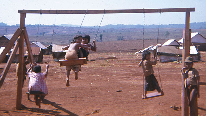 Simple projects, such as this swing-set at Edap Enang, were easy ways to garner good will for the CA Teams.